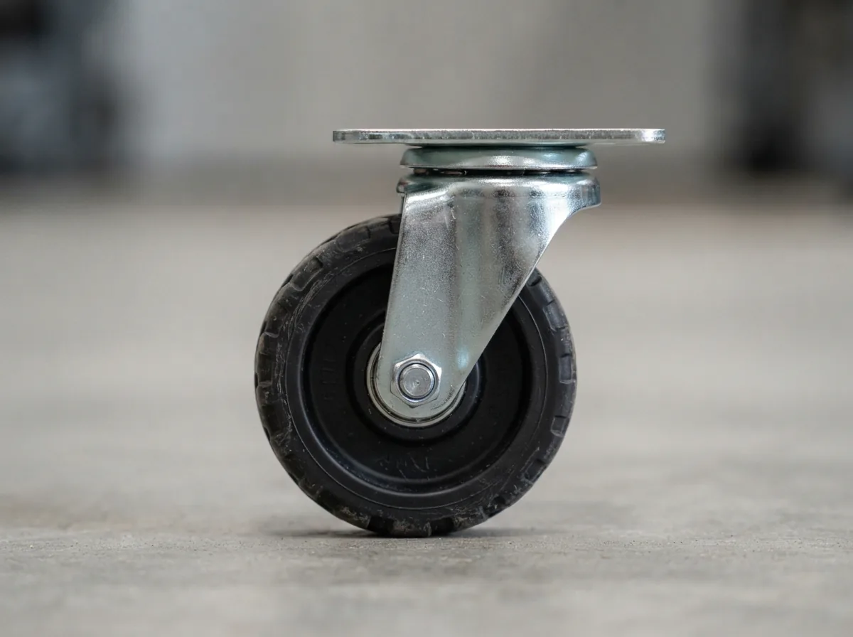 A single US General Series 3 Swivel Caster shown from a side profile on a concrete floor.