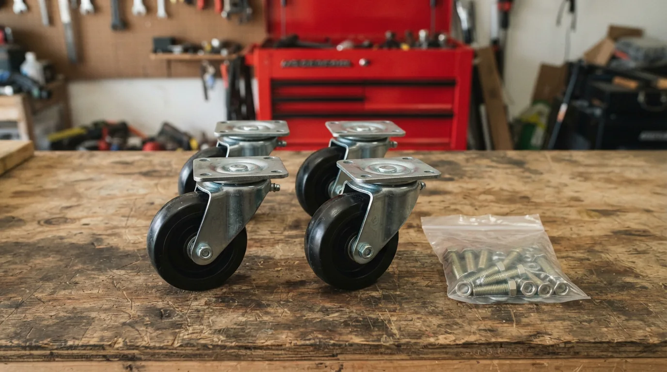 The US General Series 3 Replacement Caster Kit, showing all four casters and mounting hardware together.
