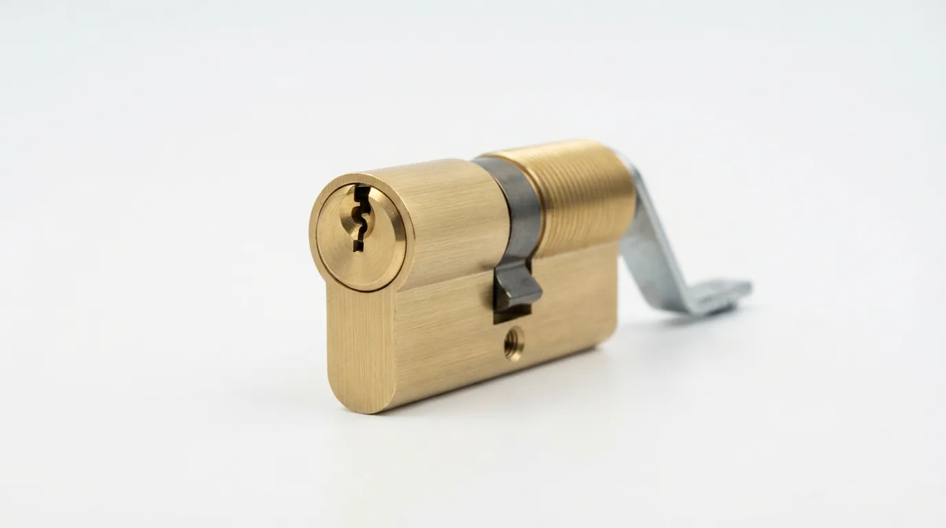 Generic universal locking cylinder for tool boxes on a plain background.
