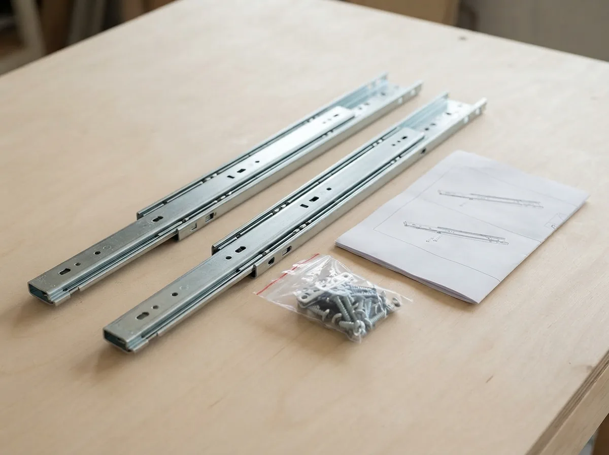 US General Ball-Bearing Drawer Slide Replacement Kit laid out with its components.